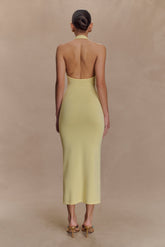 Ovina Halter Neck Knit Midi Dress - Lemon